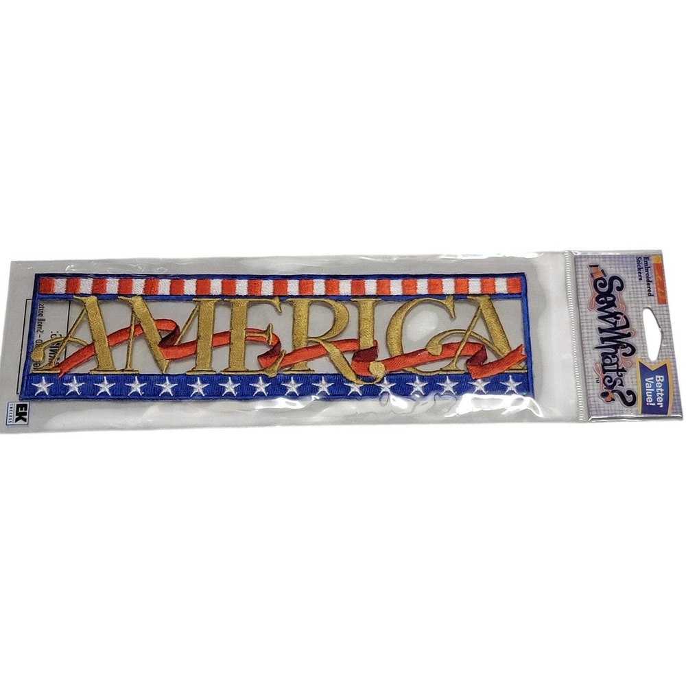 Sew‎ Whats America Embroidered Sticker 2x8 Patriotic 4th of July USA 250 Crafts